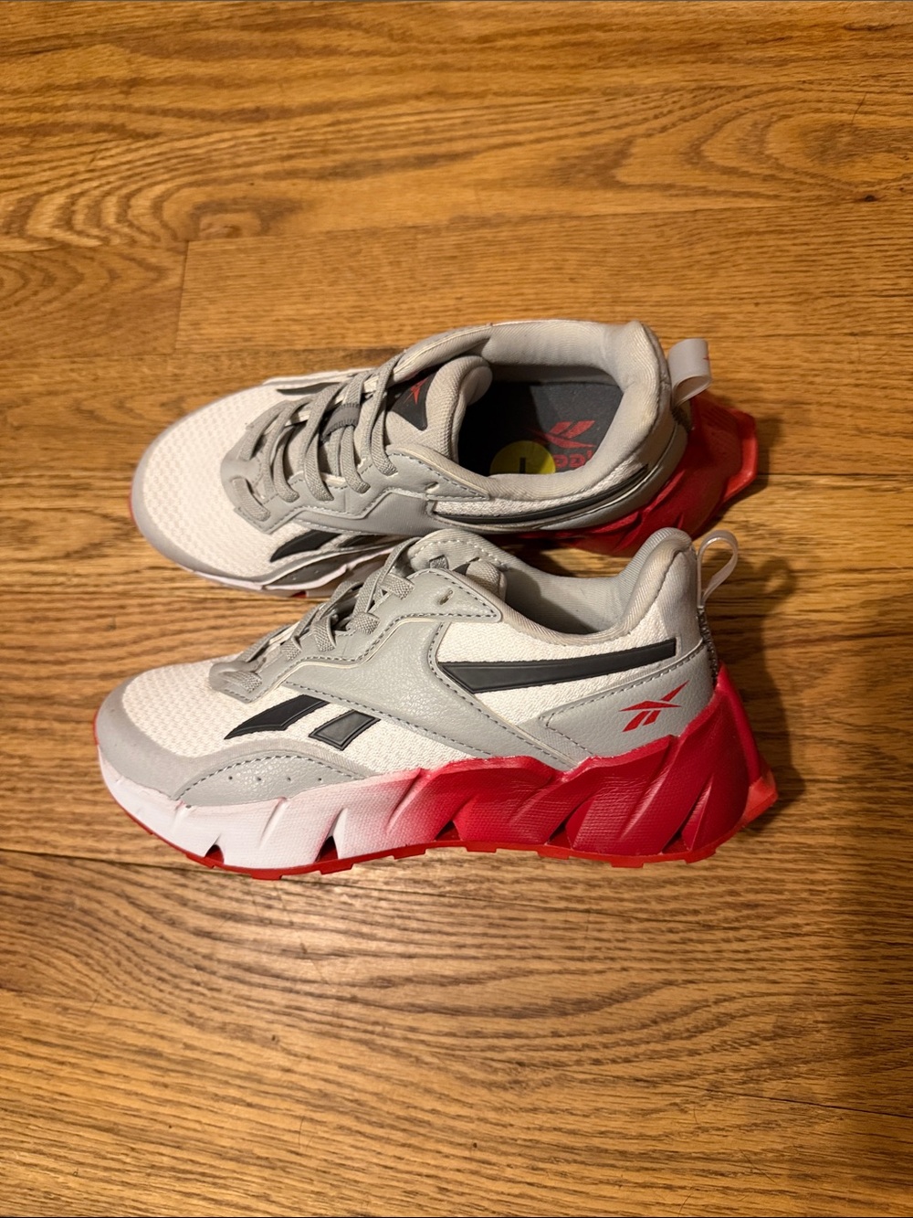 Reebok Kids Gray and Red Gradient Chunky Sole Sneakers